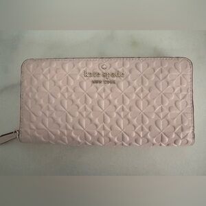 NWT Pink Kate Spade Hollie Spade Clover Geo Embossed Continental Wallet